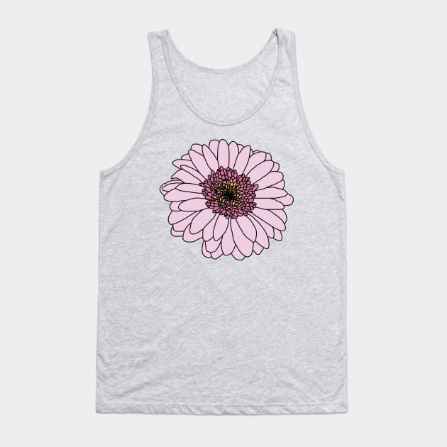 Pink Gerbera Floral Drawing Tank Top by ellenhenryart